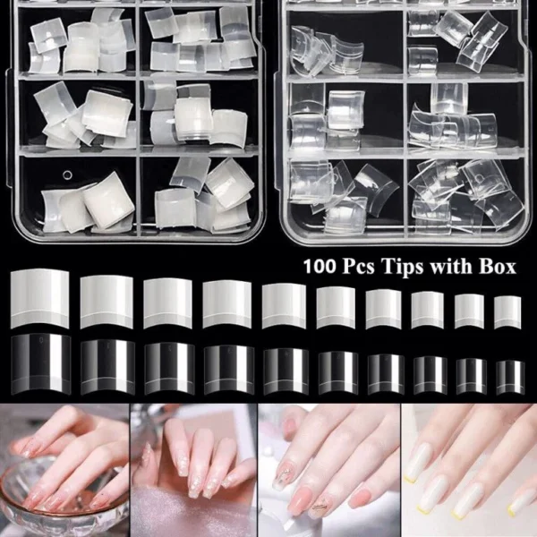 Nailcrafts Short Nail Tips - 100PCS French Short Style Nail Tip Natural Acrylic Nail Tips 10 Sizes False Nails of Foot and Hands for Nail Art Salon - Image 2