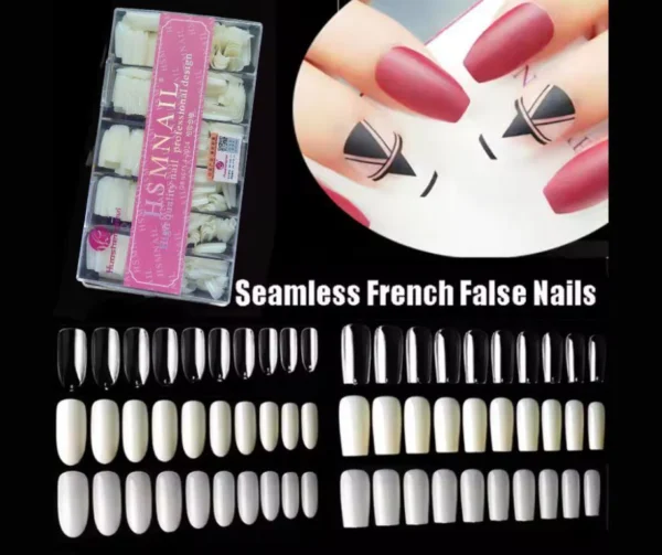 HSM Square Fake Nails 500Pcs Nails , Acrylic Nail Kit Square Pre-Shaped Press On Nails, Clear And Natural False Nail Extension Kit, Full Cover Soft Gel Nail Tips, Home Salon Nail Art Manicure Set, 11 Sizes - Image 3