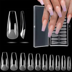 Soft Gel Full Cover Nail Tips, High Transparency And Light Thin 12 Sizes Clear 240PCS Gel Nail Tips Acrylic Tips with box for Nail Salons and DIY Nail Art
