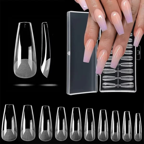Soft Gel Full Cover Nail Tips, High Transparency And Light Thin 12 Sizes Clear 240PCS Gel Nail Tips Acrylic Tips with box for Nail Salons and DIY Nail Art