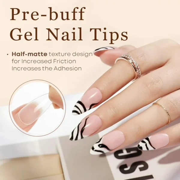 Medium Almond Nail Tips 500Pcs Pre-Shaped Half Matte Full Cover False Nails Gel Nail Tips Stronger Adhesion Acrylic False Press on Nails for Nail Extension Nail Art - Image 7