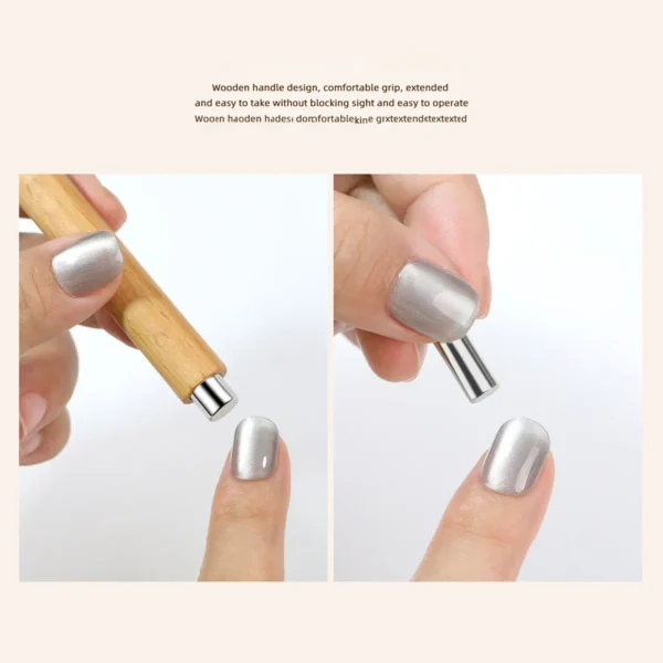 Cat Eye Magnet for Nails Wooden Anti-Fall Handle Double-Ended Cylindrical Magnet Double-Headed Cat Eye Magnetic Stick - Image 5