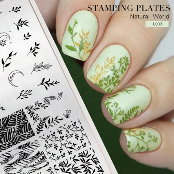 BORN PRETTY Stamping Templates Nail Art Stamping Plate Natural World L003 Flower Leaves Theme Nail Image Plates Nail Manicuring DIY Printing Tools - Image 3